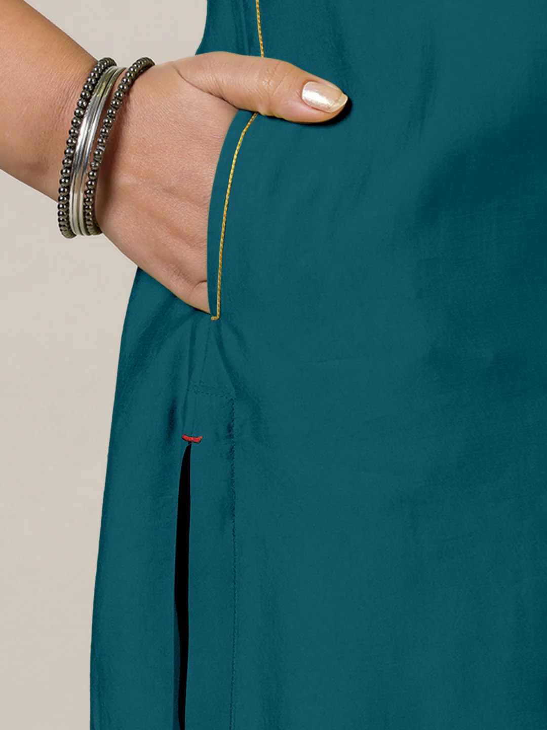 Esha x Rozaana | A Line Kurta in Crystal Teal with Thread Work | Coords or Only Kurta - Image 3