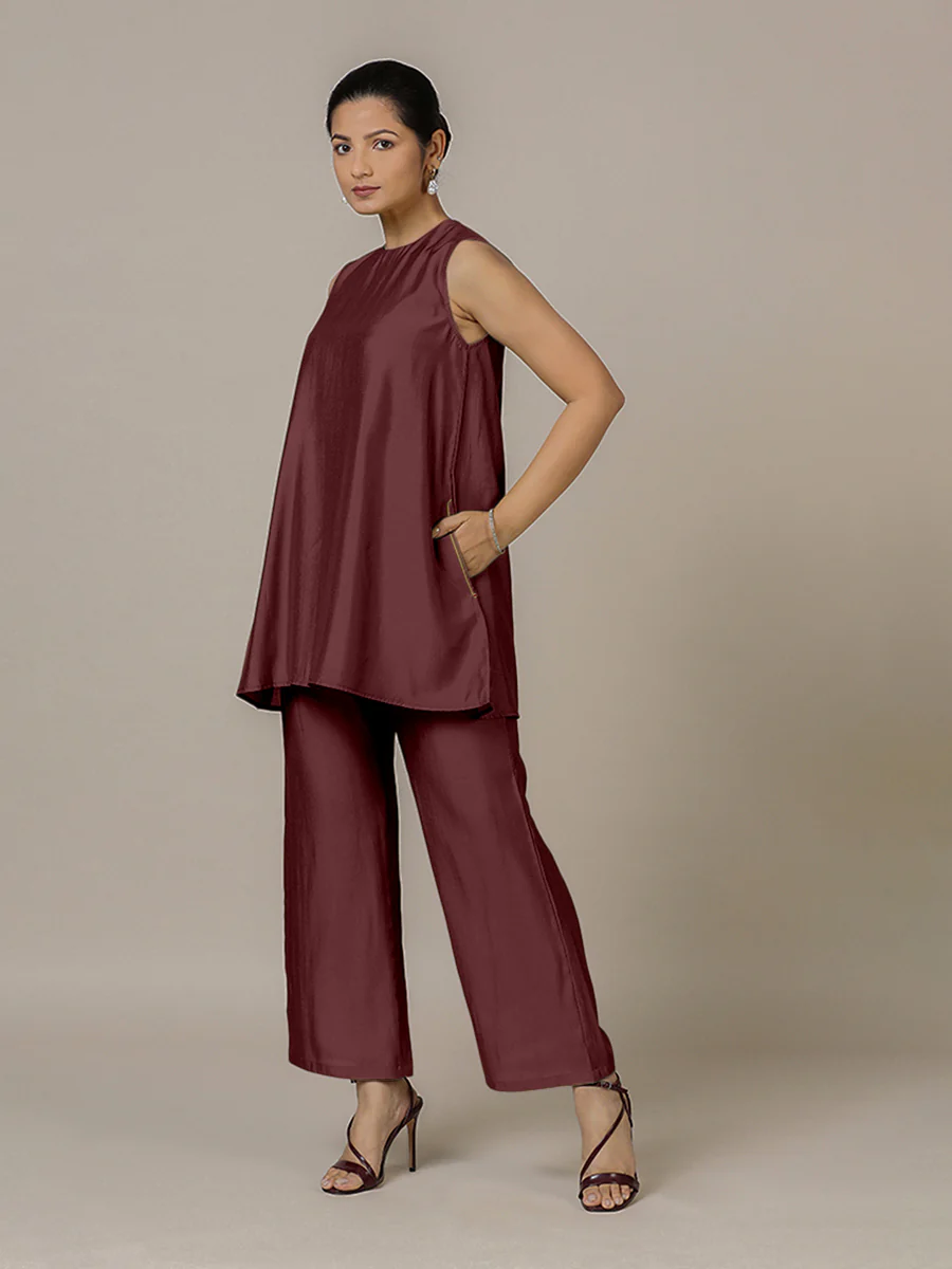 Sana x Rozaana | A Line Kurta in Deep Maroon with Thread Work | Coords or Only Kurta - Image 7