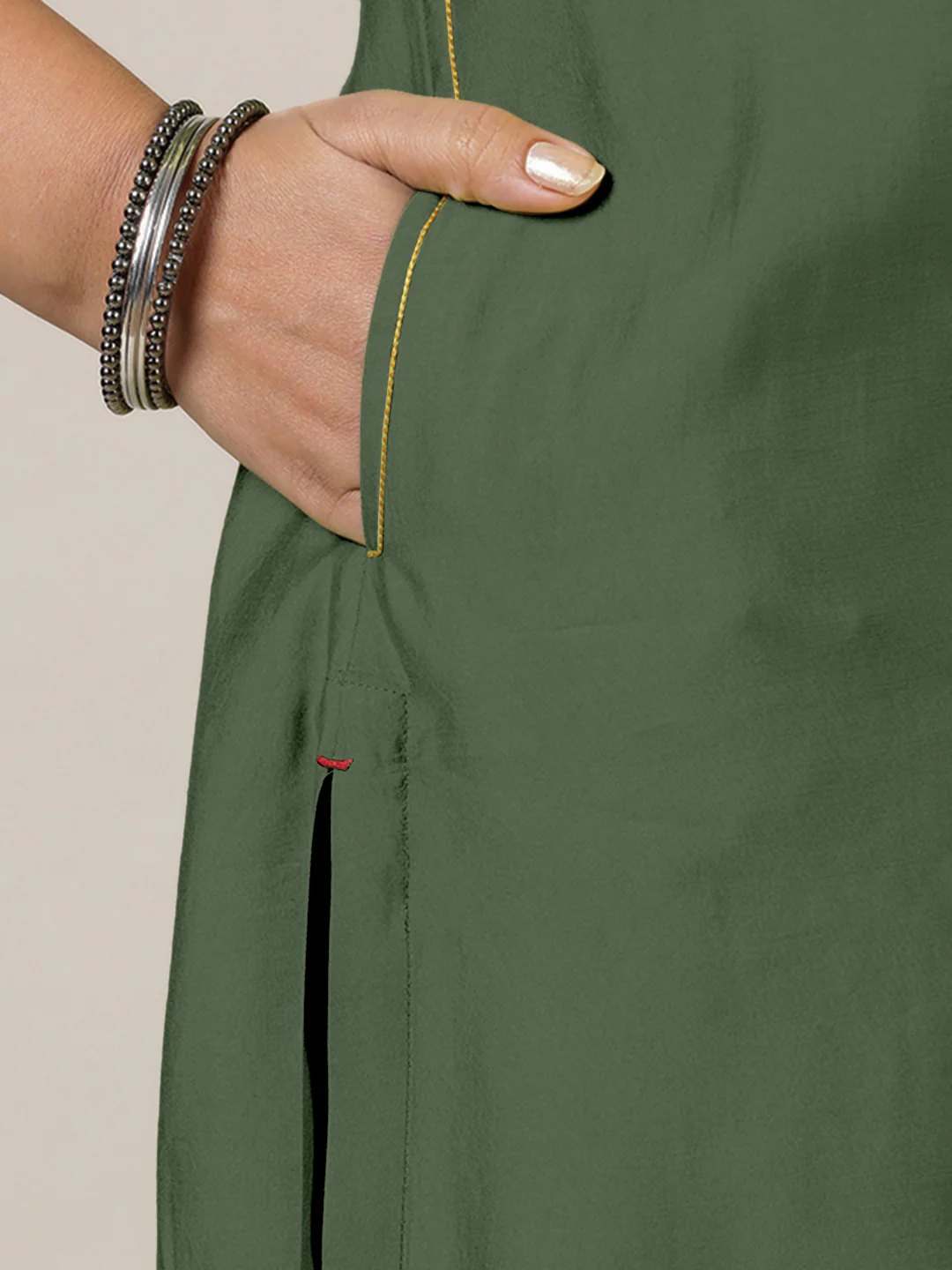 Esha x Rozaana | A Line Kurta in Hunter Green with Thread Work | Coords or Only Kurta - Image 3