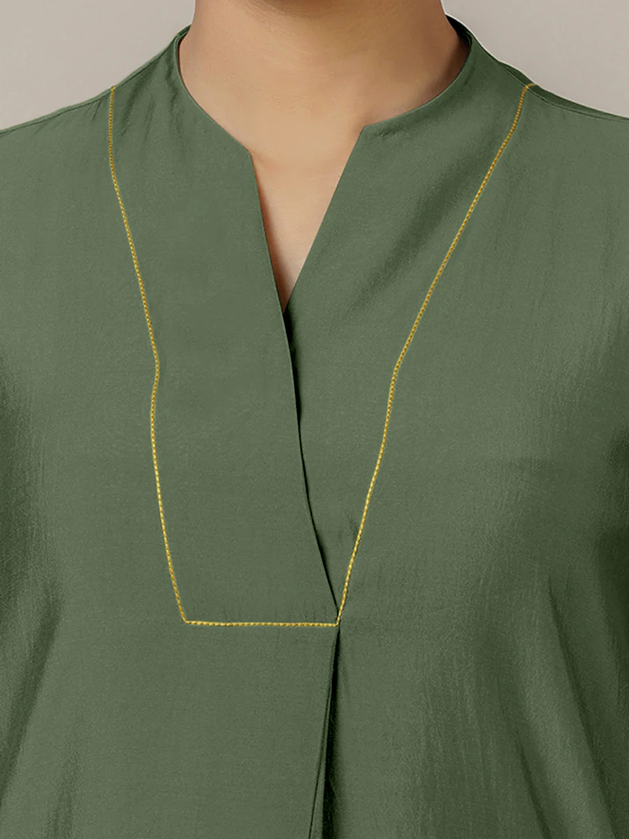 Paakhi x Rozaana | A Line Kurta in Hunter Green with Thread Work | Coords or Only Kurta - Image 3