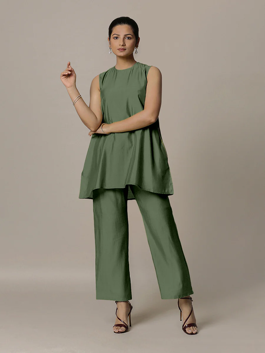 Sana x Rozaana | A Line Kurta in Hunter Green with Thread Work | Coords or Only Kurta - Image 5