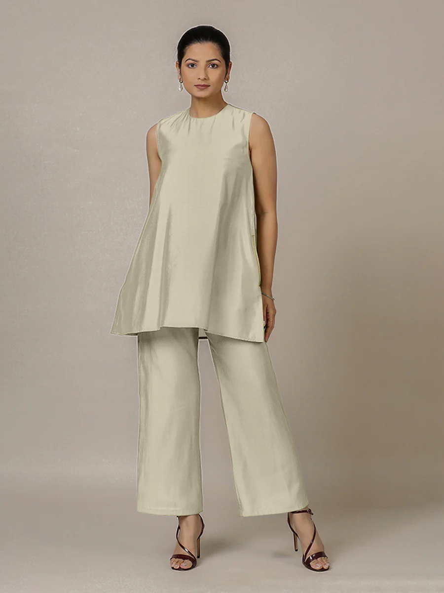 Sana x Rozaana | A Line Kurta in Ivory with Thread Work | Coords or Only Kurta - Image 8