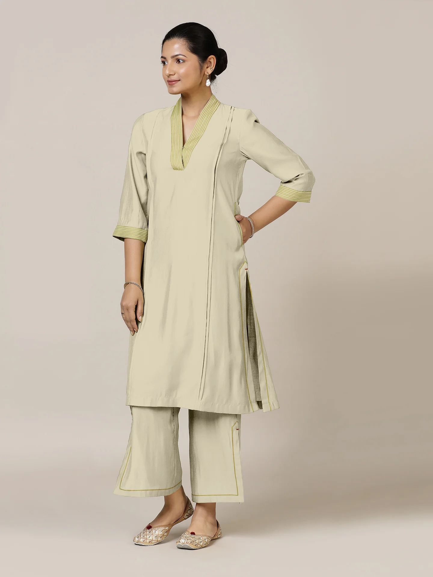 Vanya x Rozaana | A Line Kurta in Ivory with Thread Work | Coords or Only Kurta - Image 8
