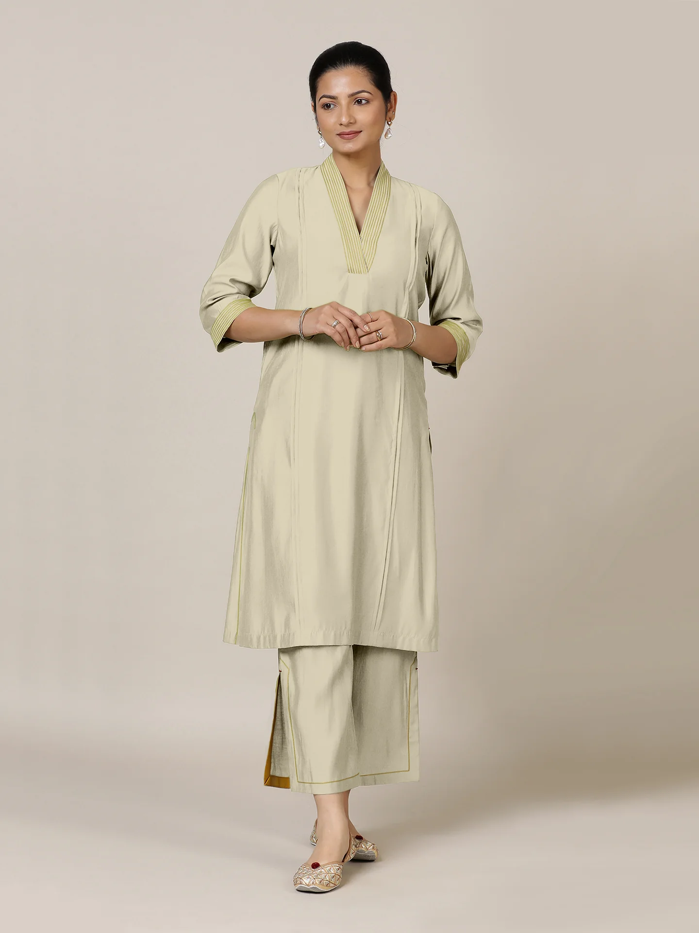 Vanya x Rozaana | A Line Kurta in Ivory with Thread Work | Coords or Only Kurta - Image 9