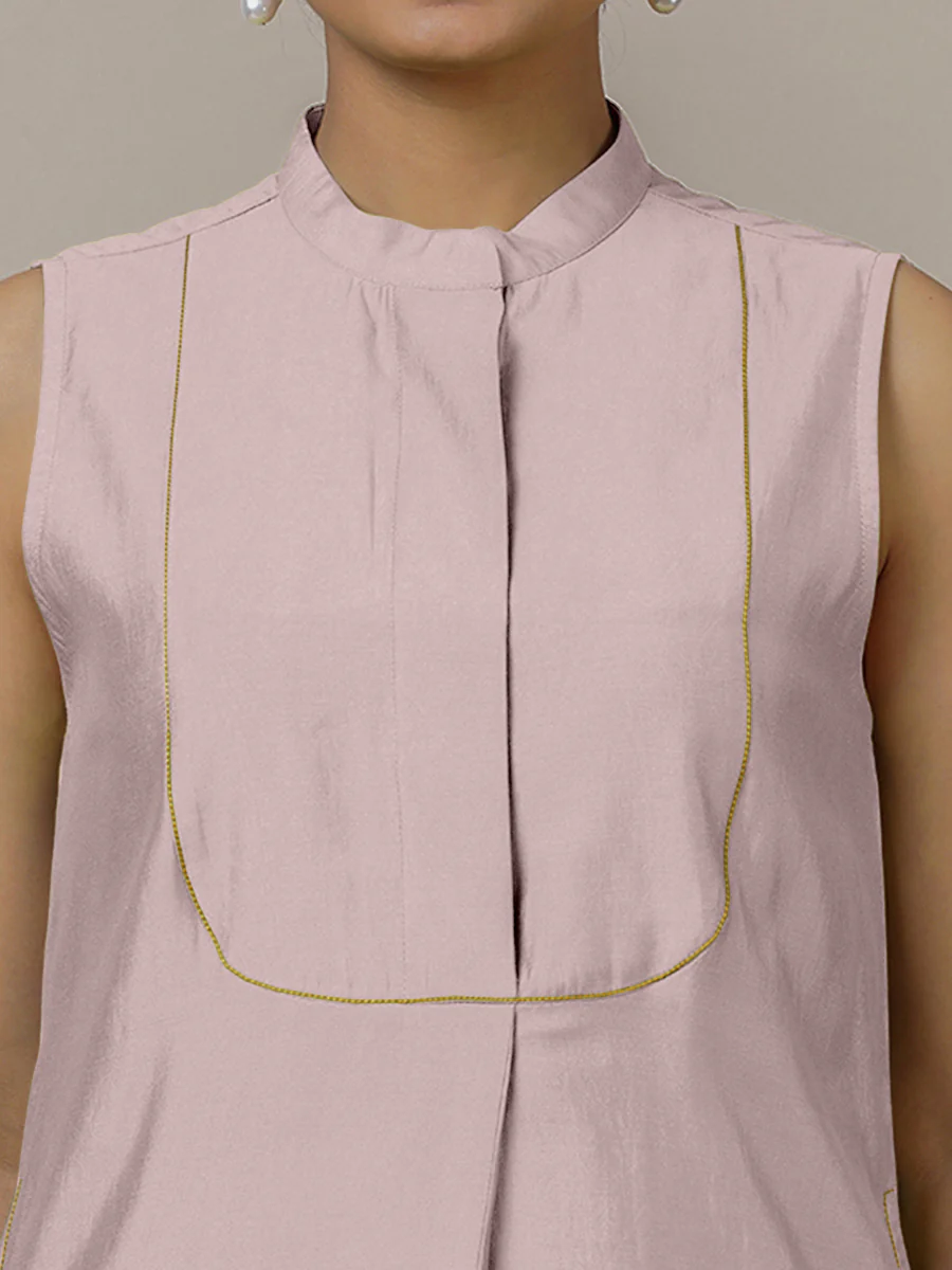 Eira x Rozaana | A Line Kurta w/ Mandarin Collar in Lilac | Coords or Only Kurta - Image 3