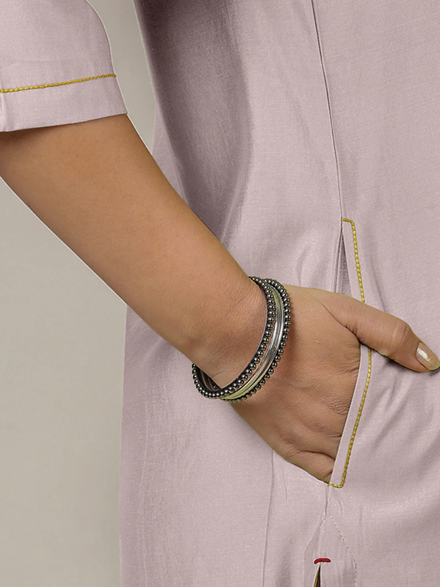 Urvi x Rozaana | A Line Kurta in Lilac with Thread Work | Coords or Only Kurta - Image 4