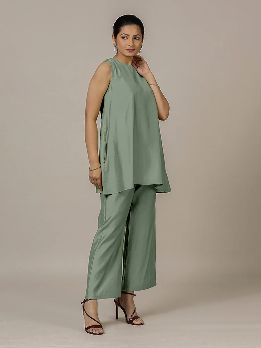 Sana x Rozaana | A Line Kurta in Mint Green with Thread Work | Coords or Only Kurta - Image 8