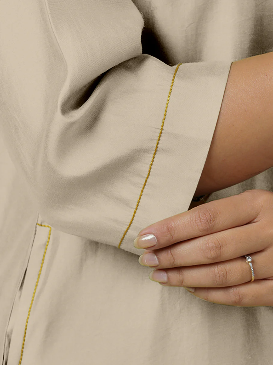 Sadaf x Rozaana | A Line Kurta in Oyster Grey with Thread Work | Coords or Only Kurta - Image 3