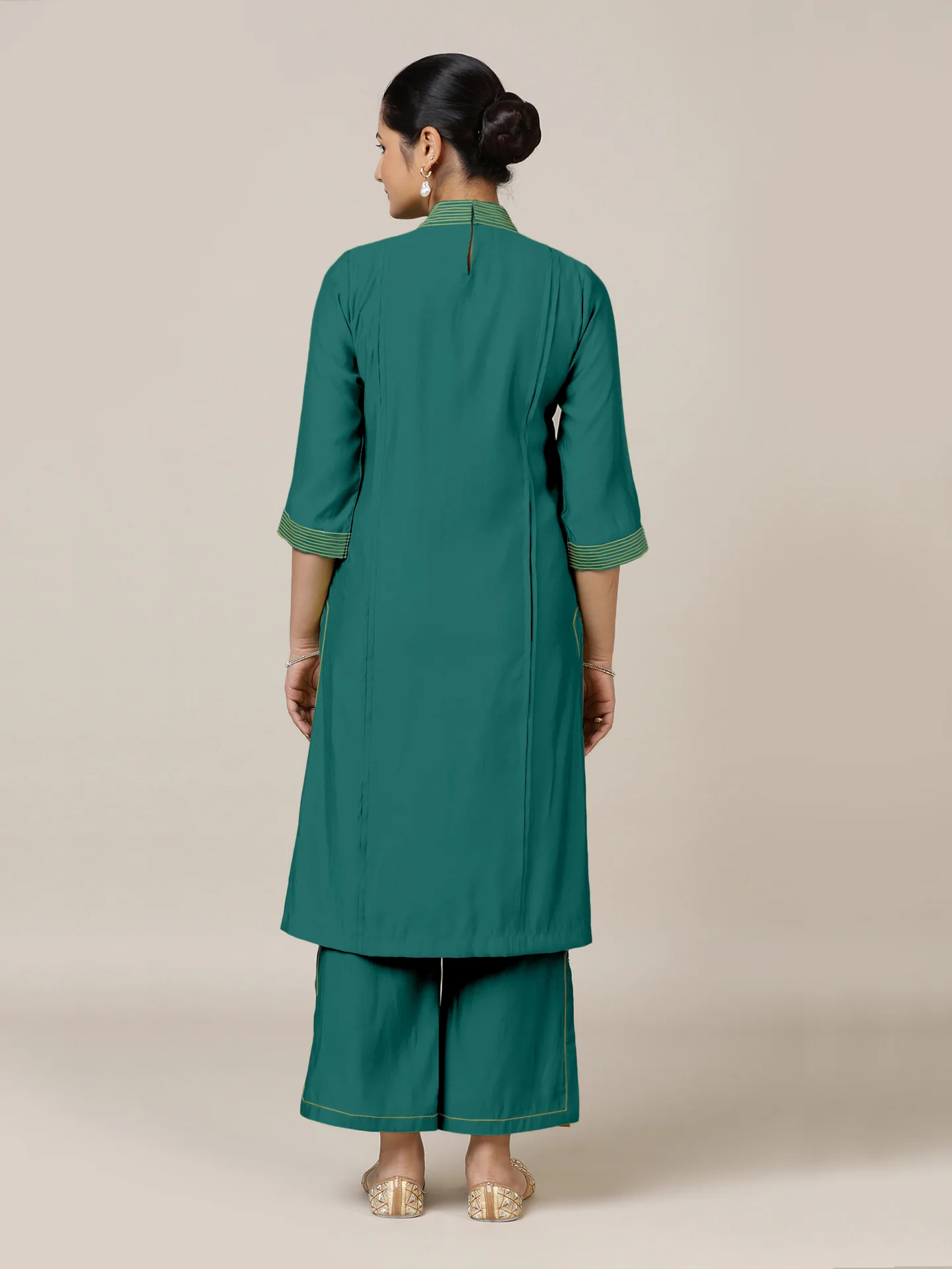 Vanya x Rozaana | A Line Kurta in Peacock Green with Thread Work | Coords or Only Kurta - Image 2