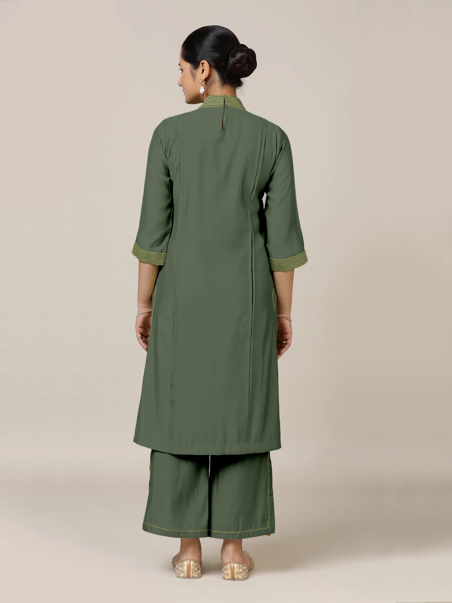 Vanya x Rozaana | A Line Kurta in Pine Green with Thread Work | Coords or Only Kurta - Image 2