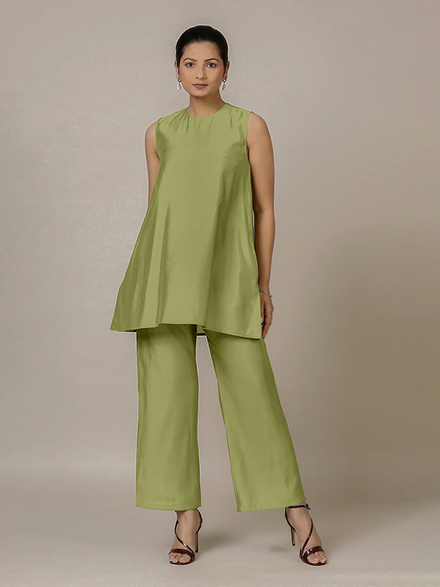 Sana x Rozaana | A Line Kurta in Pista Green with Thread Work | Coords or Only Kurta - Image 8