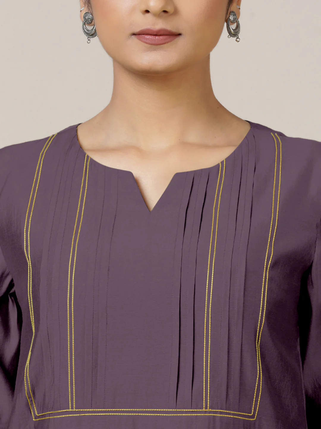 Esha x Rozaana | A Line Kurta in Purple Mauve with Thread Work | Coords or Only Kurta - Image 4