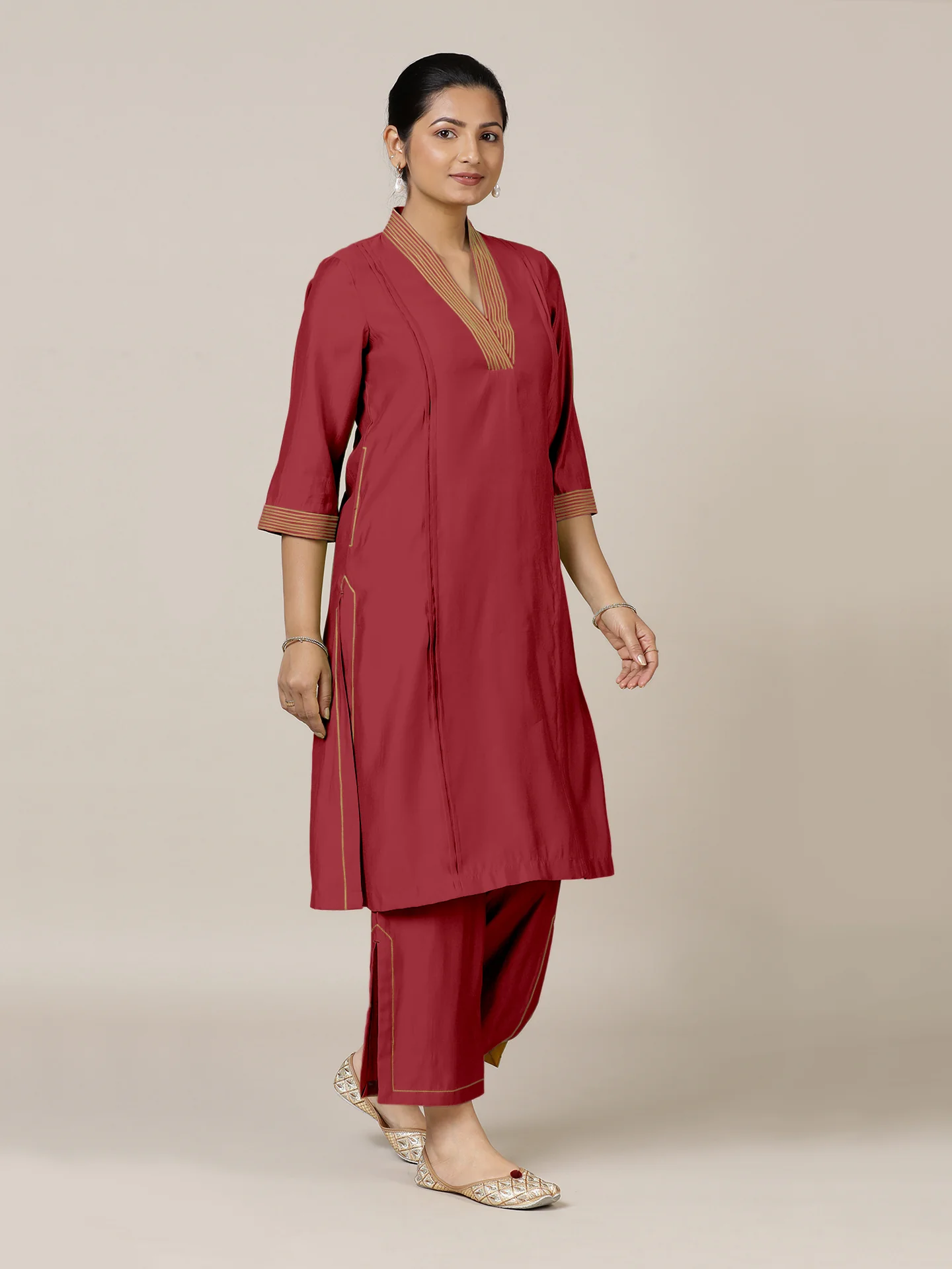 Vanya x Rozaana | A Line Kurta in Scarlet Red with Thread Work | Coords or Only Kurta