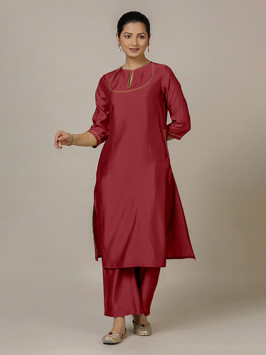 Zoya x Rozaana | A Line Kurta in Scarlet Red with Thread Work | Coords or Only Kurta - Image 6