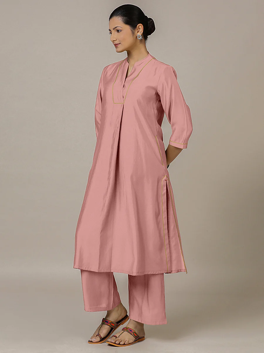Paakhi x Rozaana | A Line Kurta in Sea Pink with Thread Work | Coords or Only Kurta - Image 8