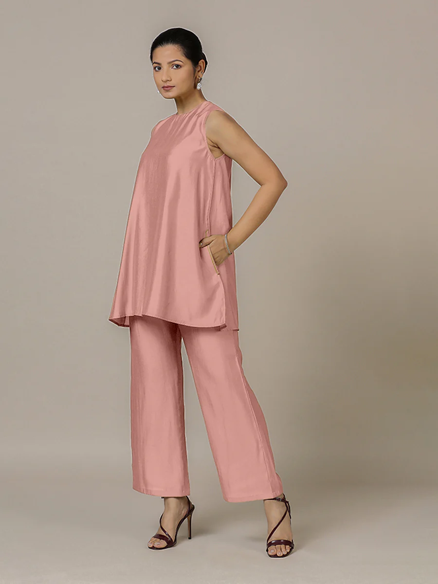 Sana x Rozaana | A Line Kurta in Sea Pink with Thread Work | Coords or Only Kurta - Image 6