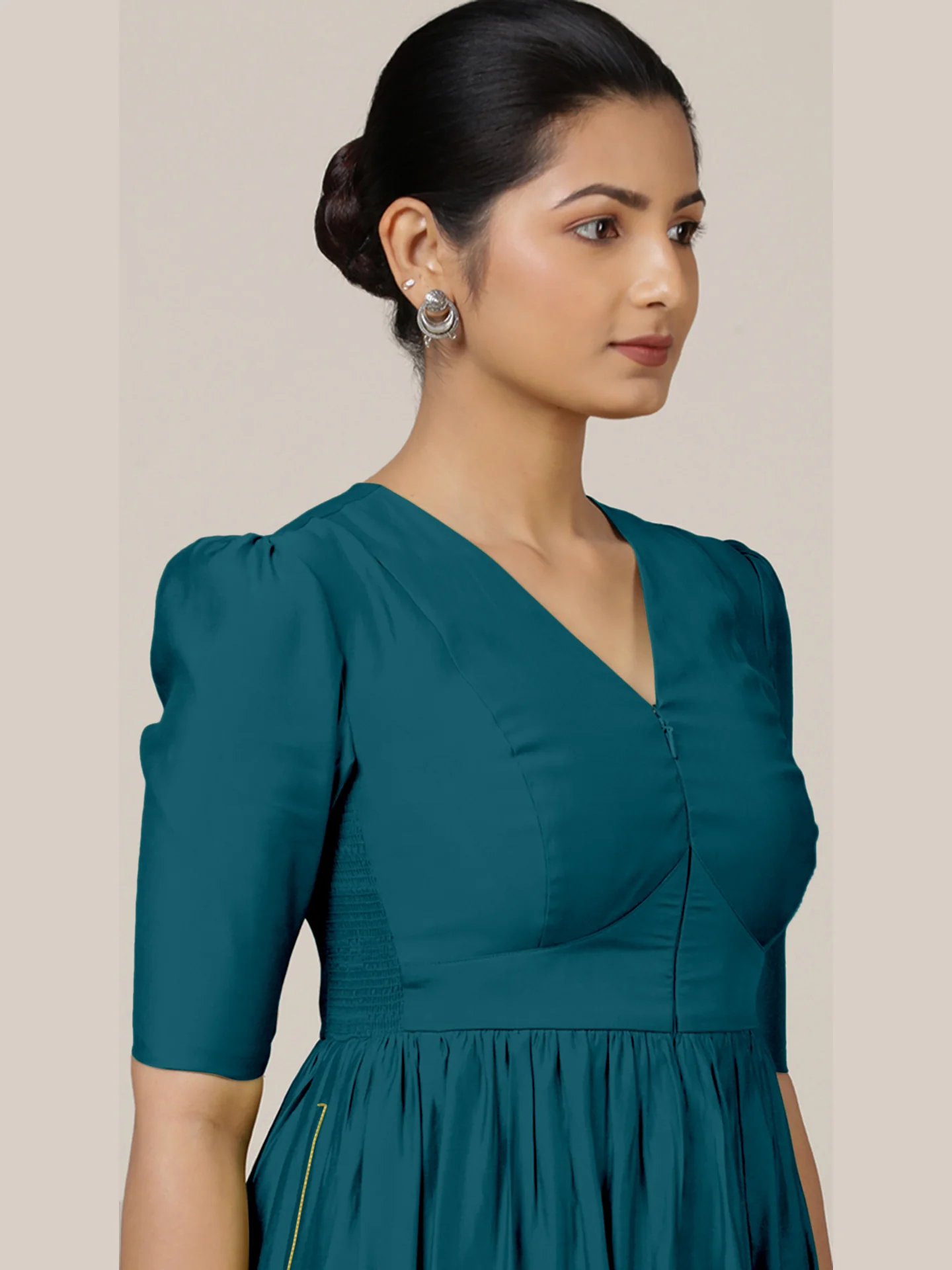 Faiza x Rozaana | A Line Kurta in Crystal Teal with Thread Work | Coords or Only Kurta - Image 3