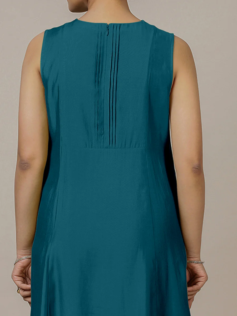 Sameera x Rozaana | A Line Kurta in Crystal Teal with Thread Work | Coords or Only Kurta - Image 3