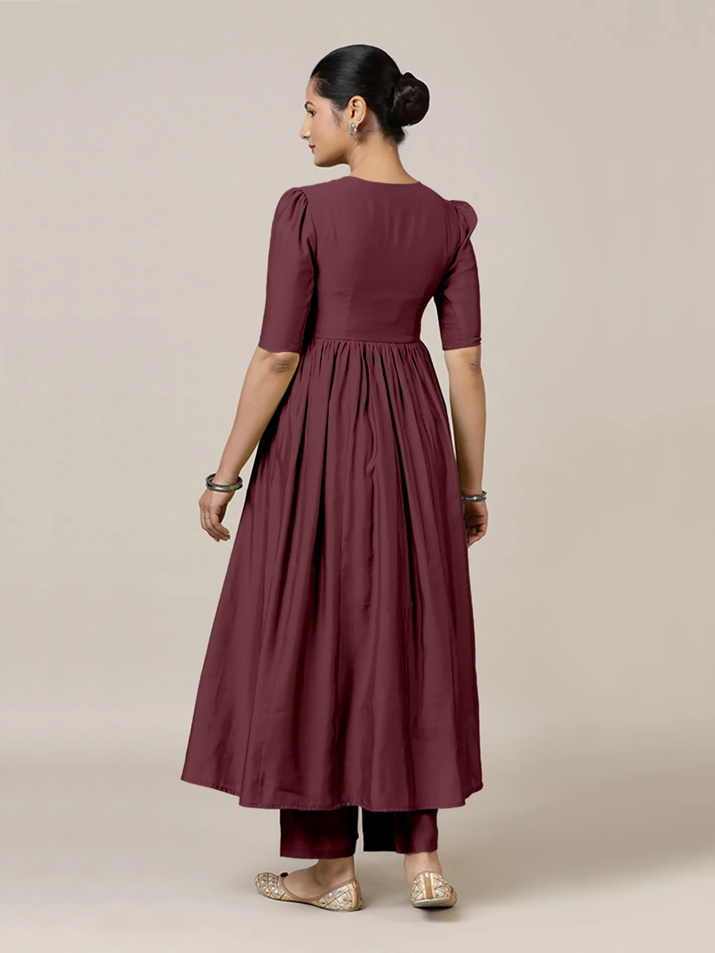 Faiza x Rozaana | A Line Kurta in Deep Maroon with Thread Work | Coords or Only Kurta - Image 2