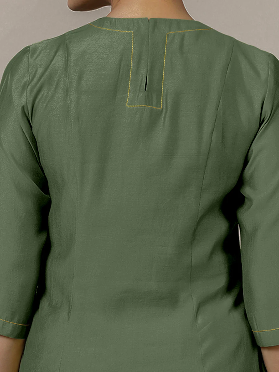 Piya x Rozaana | A Line Kurta in Hunter Green with Thread Work | Coords or Only Kurta - Image 4