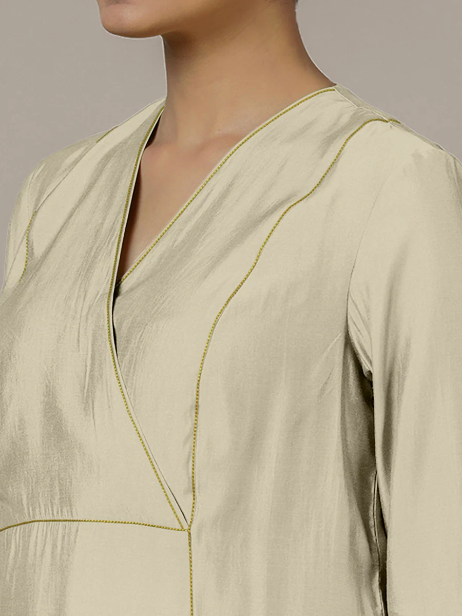 Amal x Rozaana | A Line Kurta in Ivory with Thread Work | Coords or Only Kurta - Image 3