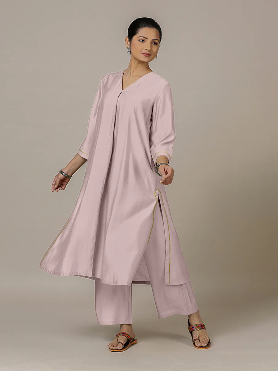 Alisha x Rozaana | A Line Kurta in Lilac with Thread Work | Coords or Only Kurta - Image 5