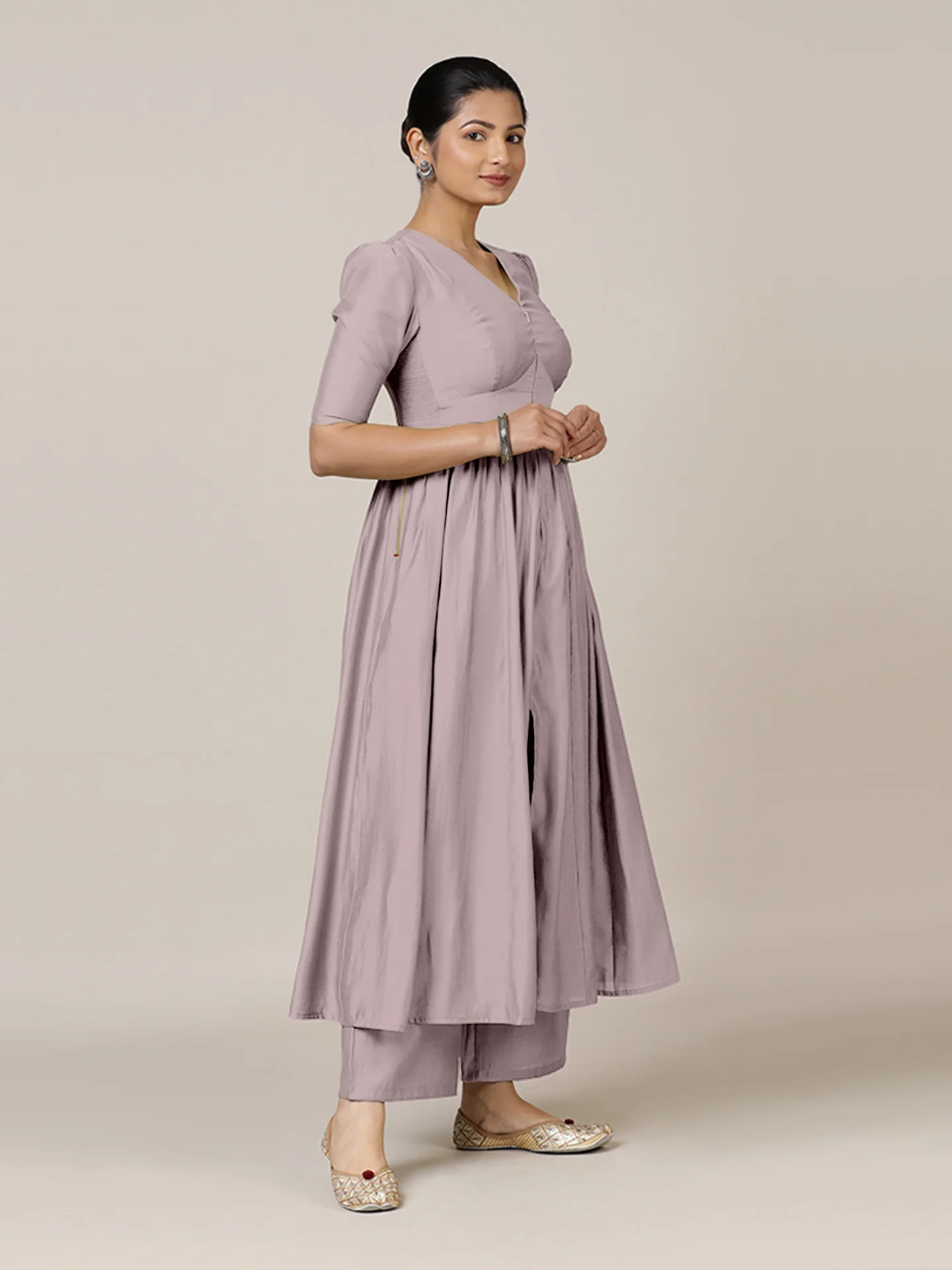 Faiza x Rozaana | A Line Kurta in Lilac with Thread Work | Coords or Only Kurta - Image 11
