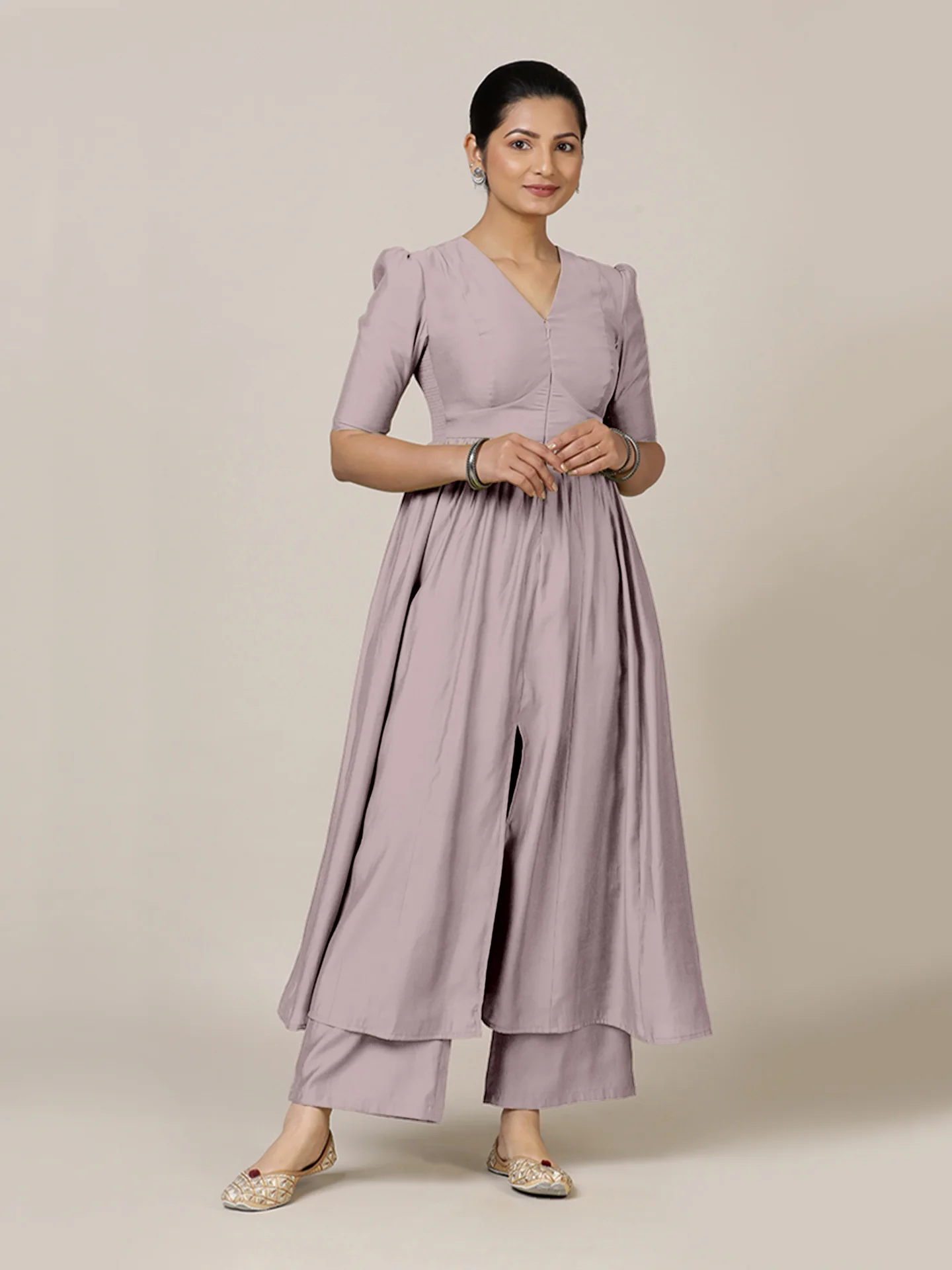 Faiza x Rozaana | A Line Kurta in Lilac with Thread Work | Coords or Only Kurta - Image 8