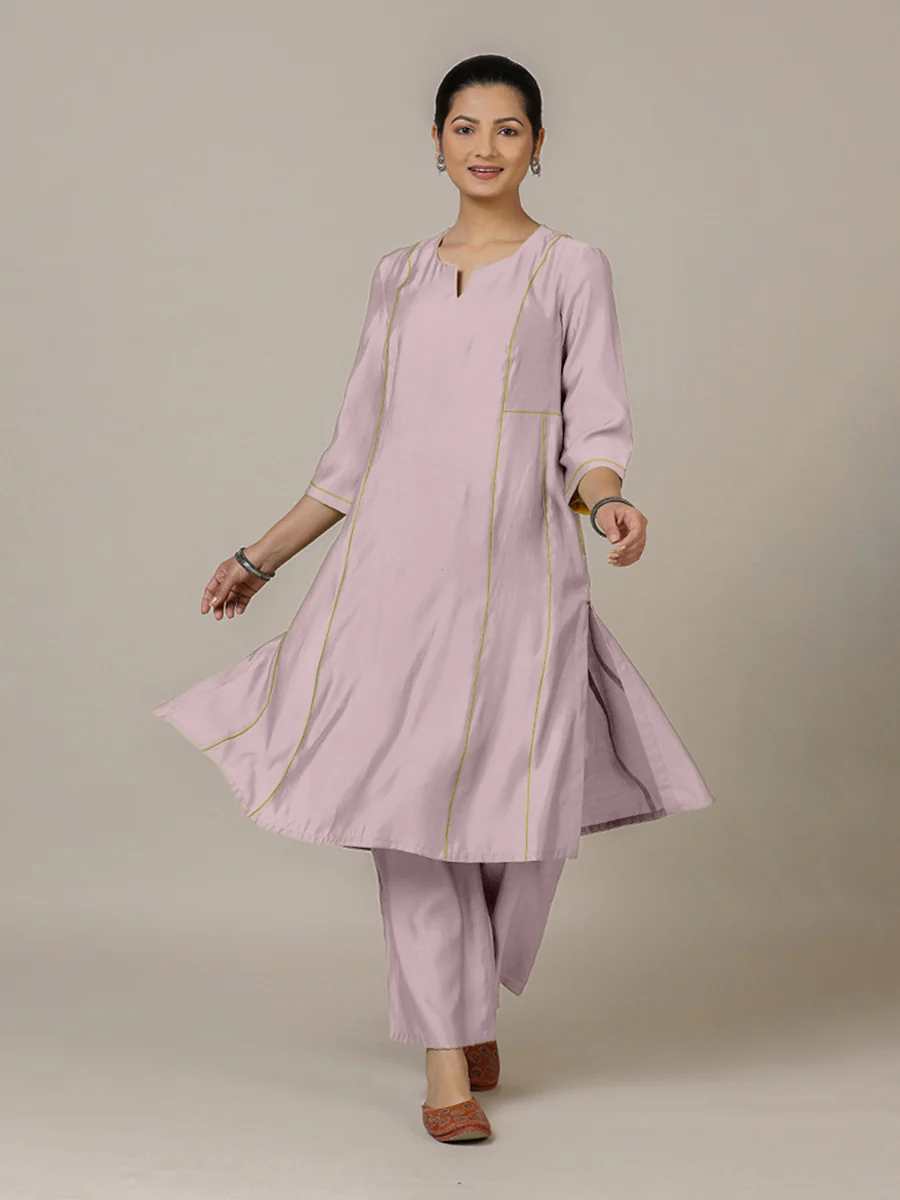 Mahi x Rozaana | A Line Kurta in Lilac with Thread Work | Coords or Only Kurta - Image 10