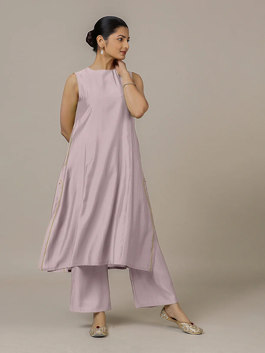 Sameera x Rozaana | A Line Kurta in Lilac with Thread Work | Coords or Only Kurta - Image 8