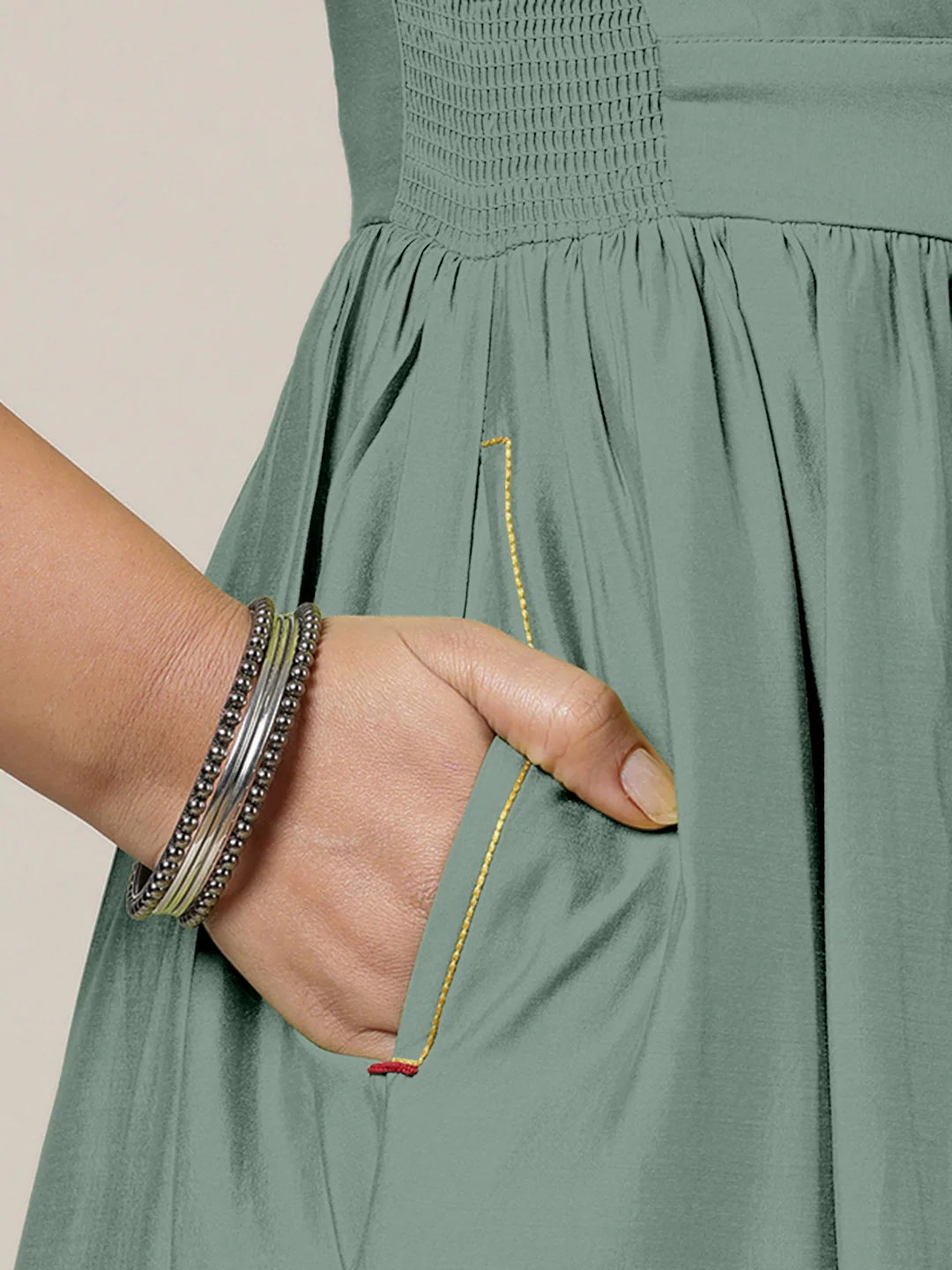 Faiza x Rozaana | A Line Kurta in Mint Green with Thread Work | Coords or Only Kurta - Image 4