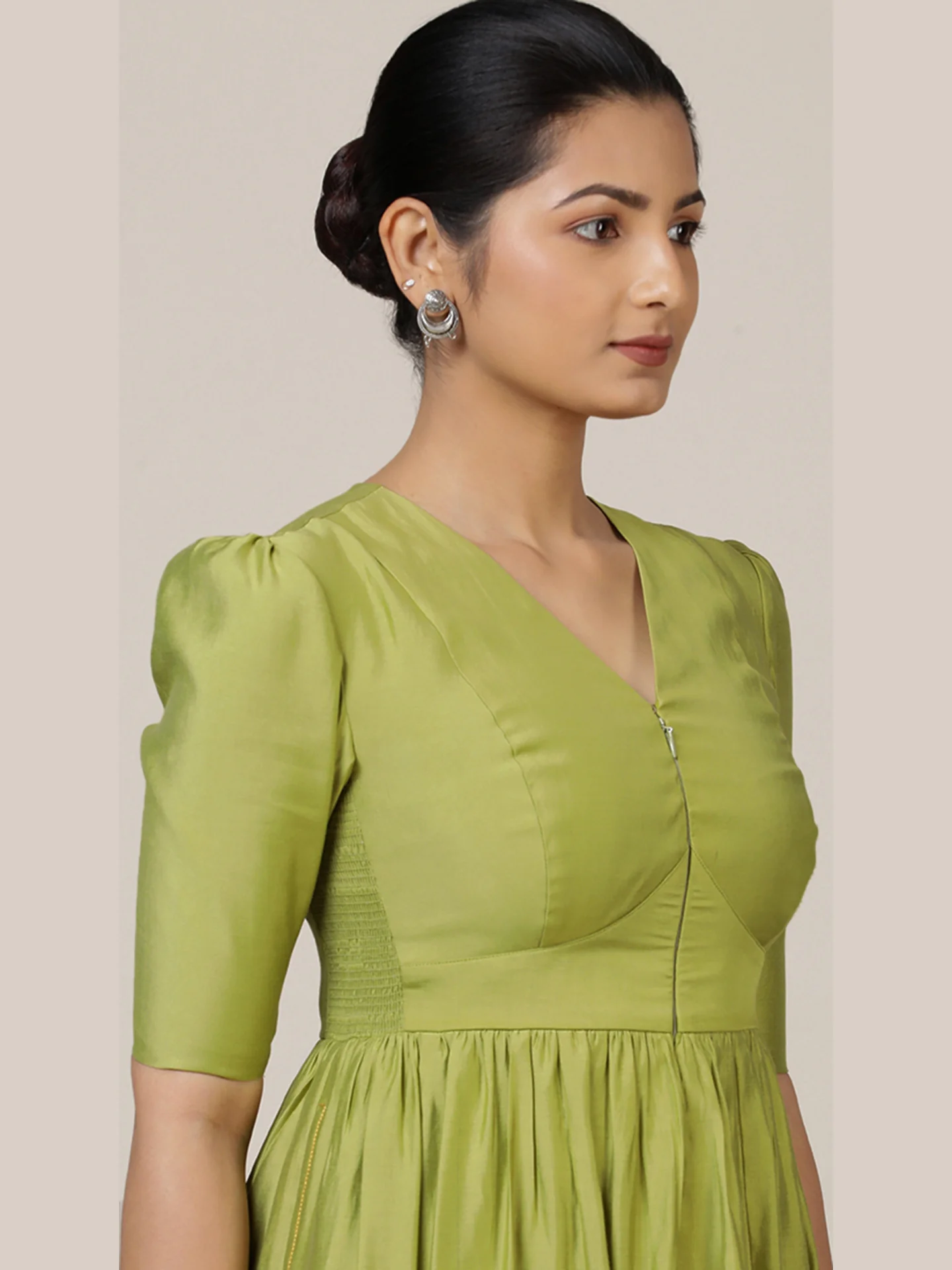 Faiza x Rozaana | A Line Kurta in Pista Green with Thread Work | Coords or Only Kurta - Image 3