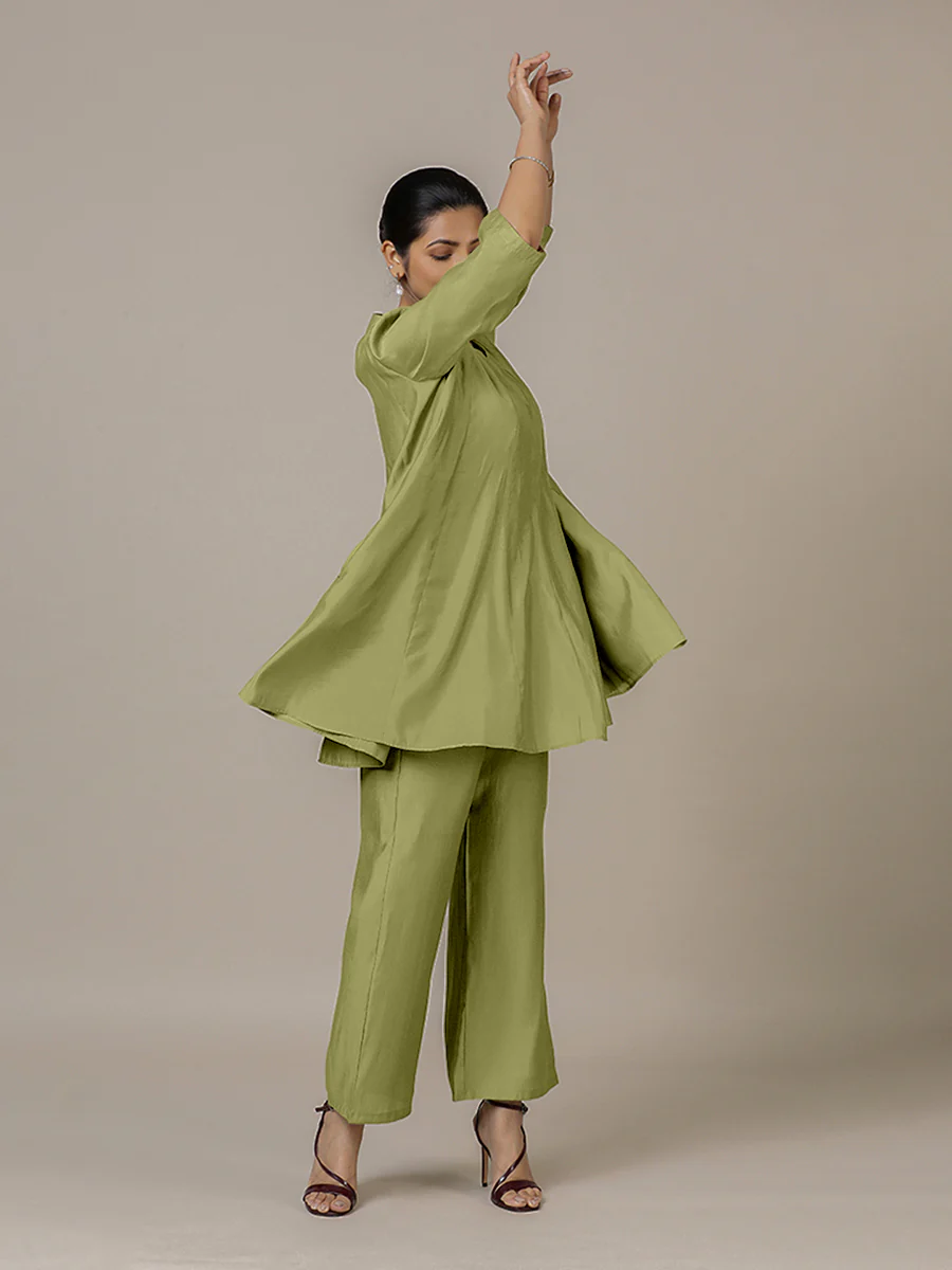 Tuhi x Rozaana | A Line Kurta in Pista Green with Thread Work | Coords or Only Kurta - Image 8