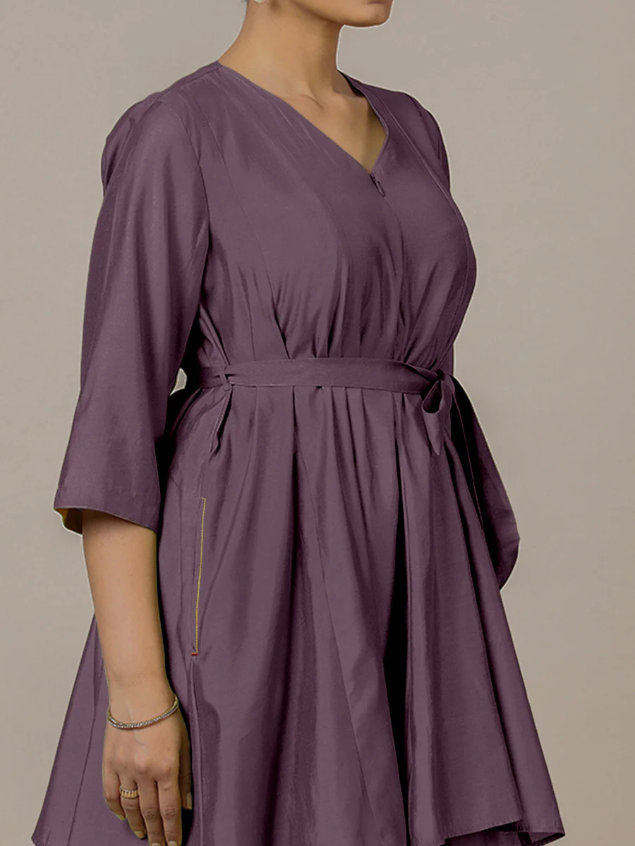 Tuhi x Rozaana | A Line Kurta in Purple Mauve with Thread Work | Coords or Only Kurta - Image 3