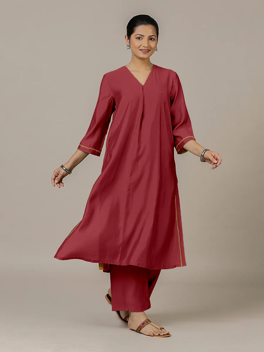 Alisha x Rozaana | A Line Kurta in Scarlet Red with Thread Work | Coords or Only Kurta - Image 7