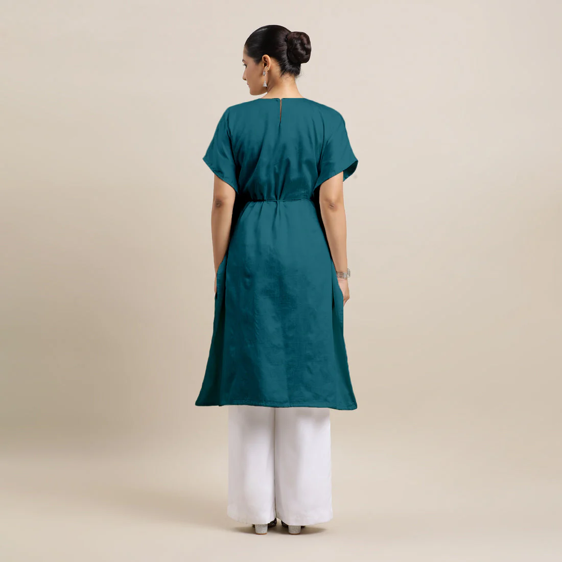 Siya x Rozaana | Kaftan Kurta in Crystal Teal with Thread Work | Coords or Only Kurta - Image 4