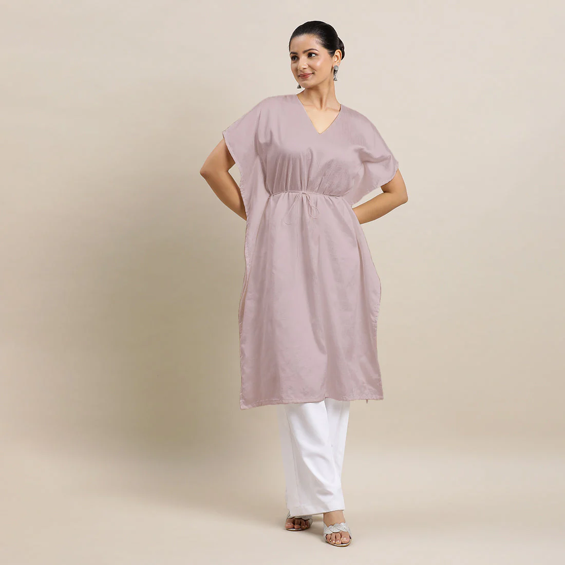 Siya x Rozaana | Kaftan Kurta in Lilac with Thread Work | Coords or Only Kurta - Image 5