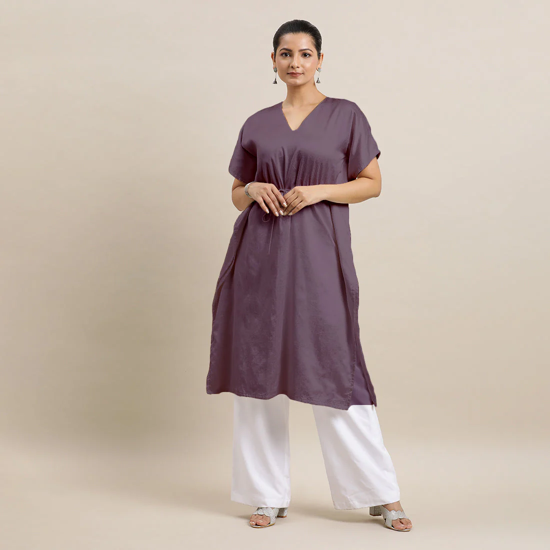 Siya x Rozaana | Kaftan Kurta in Purple Mauve with Thread Work | Coords or Only Kurta