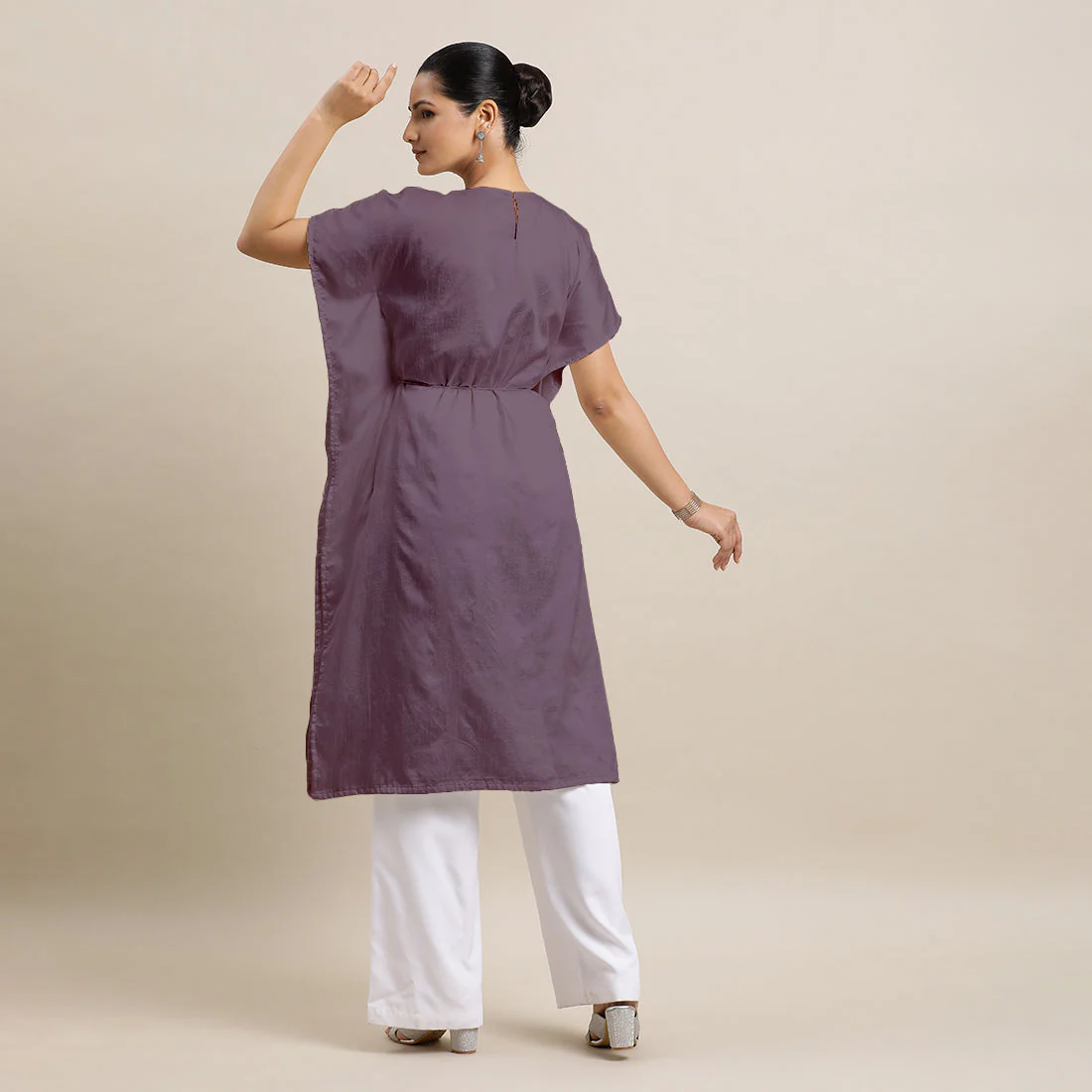 Siya x Rozaana | Kaftan Kurta in Purple Mauve with Thread Work | Coords or Only Kurta - Image 6