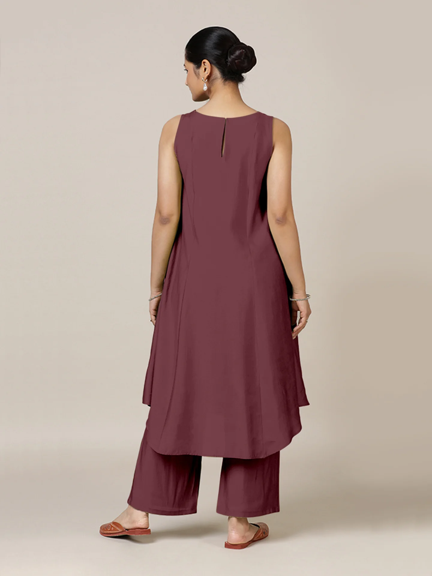 Anoki x Rozaana | A Line Kurta in Deep Maroon with Thread Work | Coords or Only Kurta - Image 2