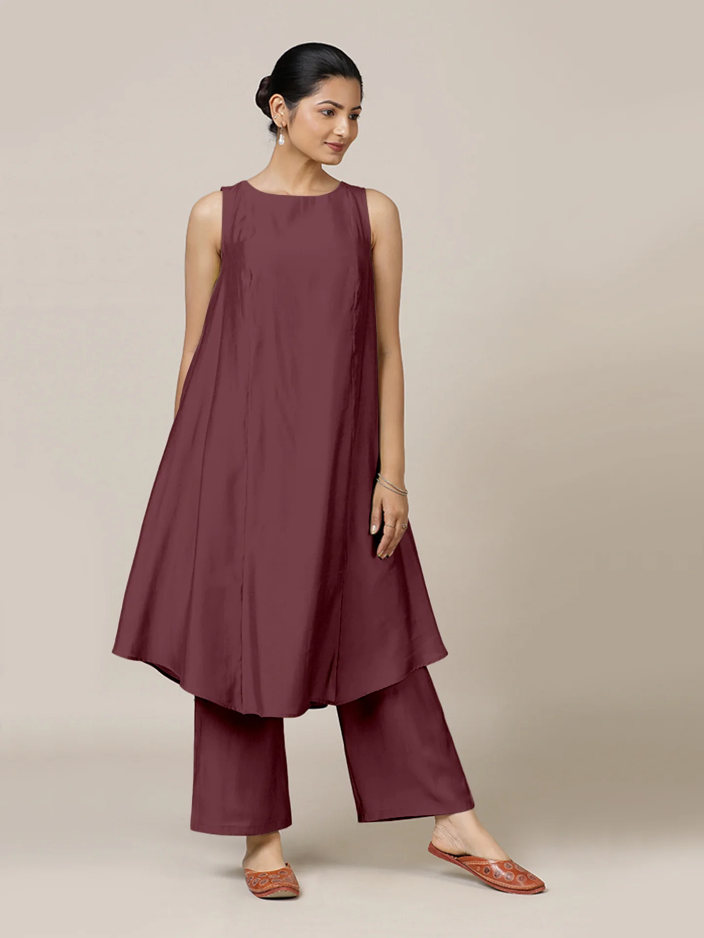 Anoki x Rozaana | A Line Kurta in Deep Maroon with Thread Work | Coords or Only Kurta - Image 9