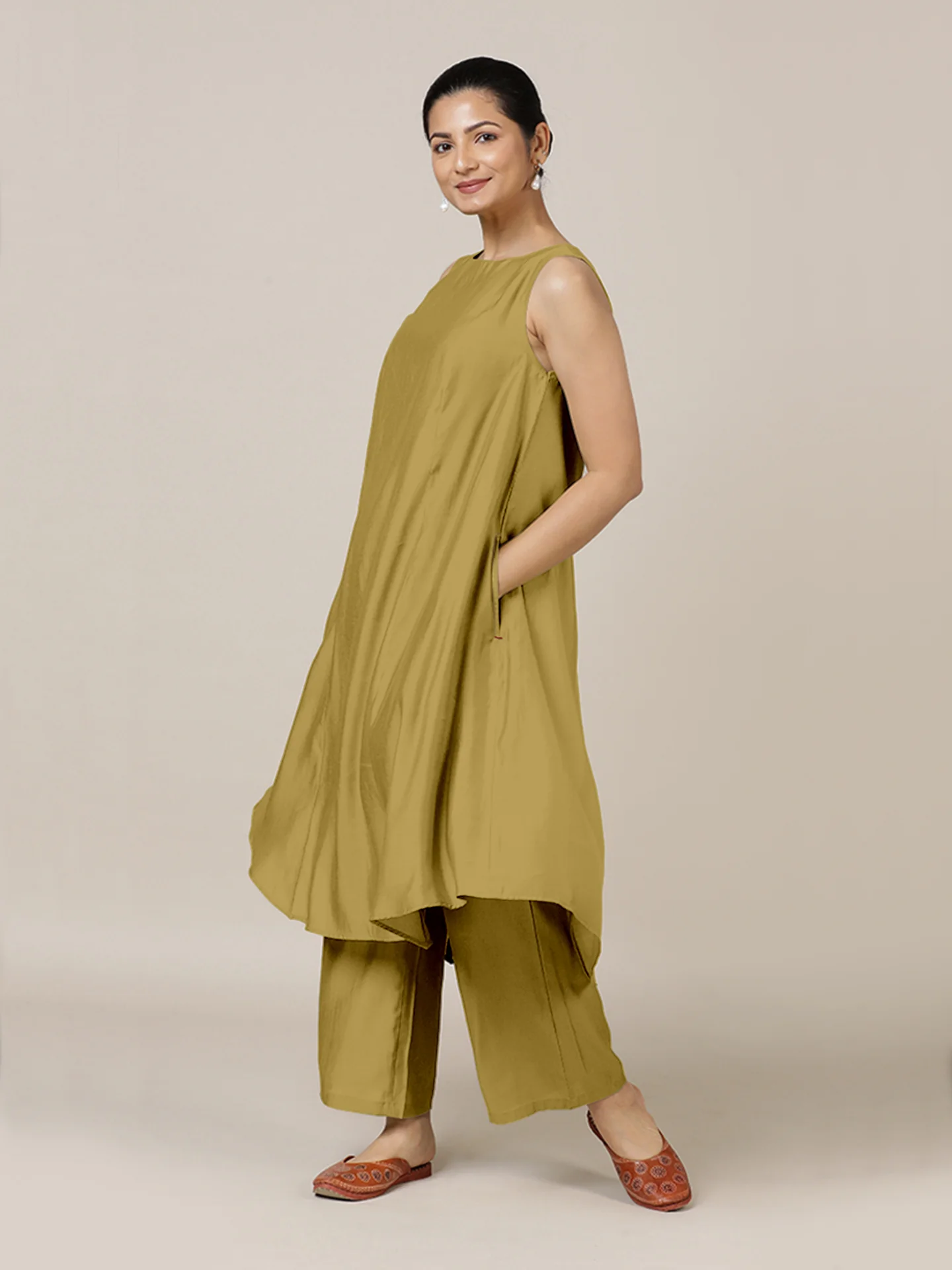 Anoki x Rozaana | A Line Kurta in Dijon Mustard with Thread Work | Coords or Only Kurta - Image 5