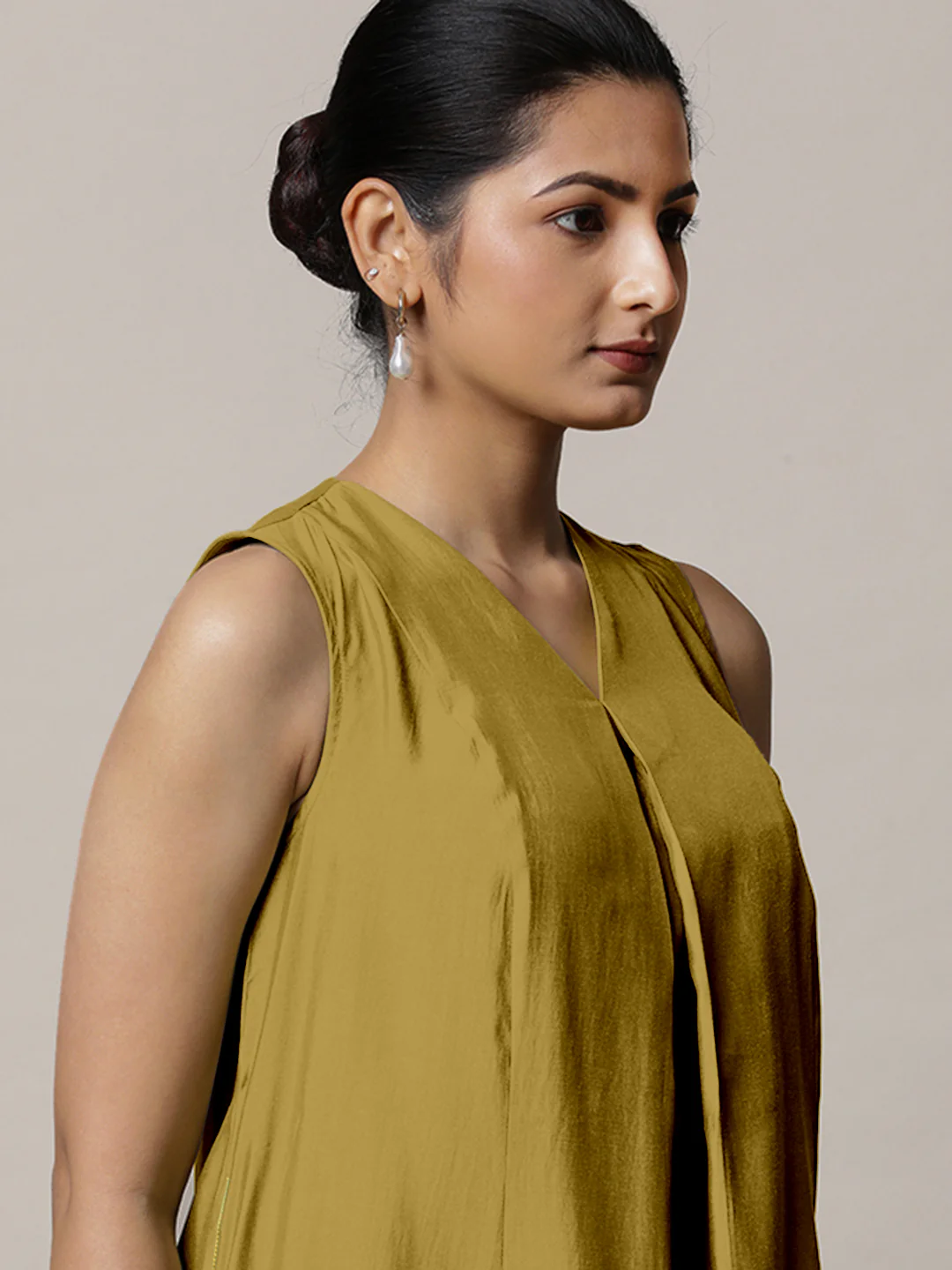 Mirha x Rozaana | A Line Kurta in Dijon Mustard with Thread Work | Coords or Only Kurta - Image 4