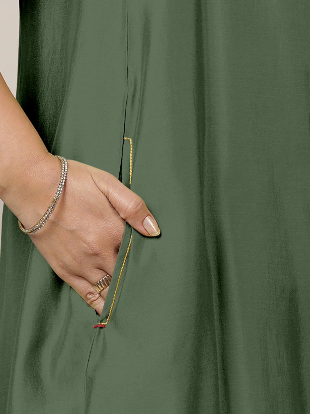 Anoki x Rozaana | A Line Kurta in Hunter Green with Thread Work | Coords or Only Kurta - Image 3