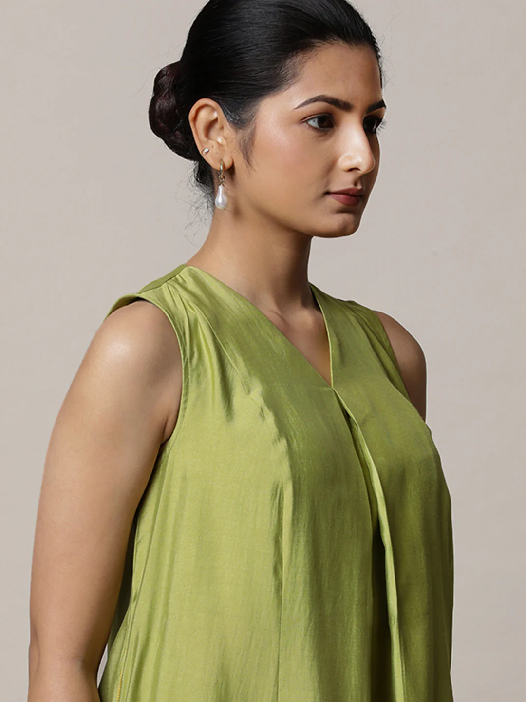 Mirha x Rozaana | A Line Kurta in Pista Green with Thread Work | Coords or Only Kurta - Image 4