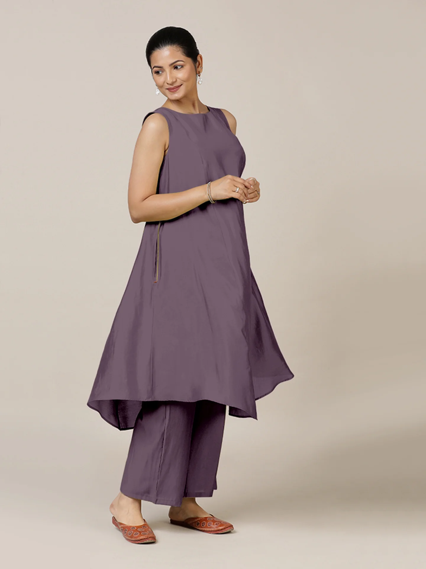 Anoki x Rozaana | A Line Kurta in Purple Mauve with Thread Work | Coords or Only Kurta - Image 7