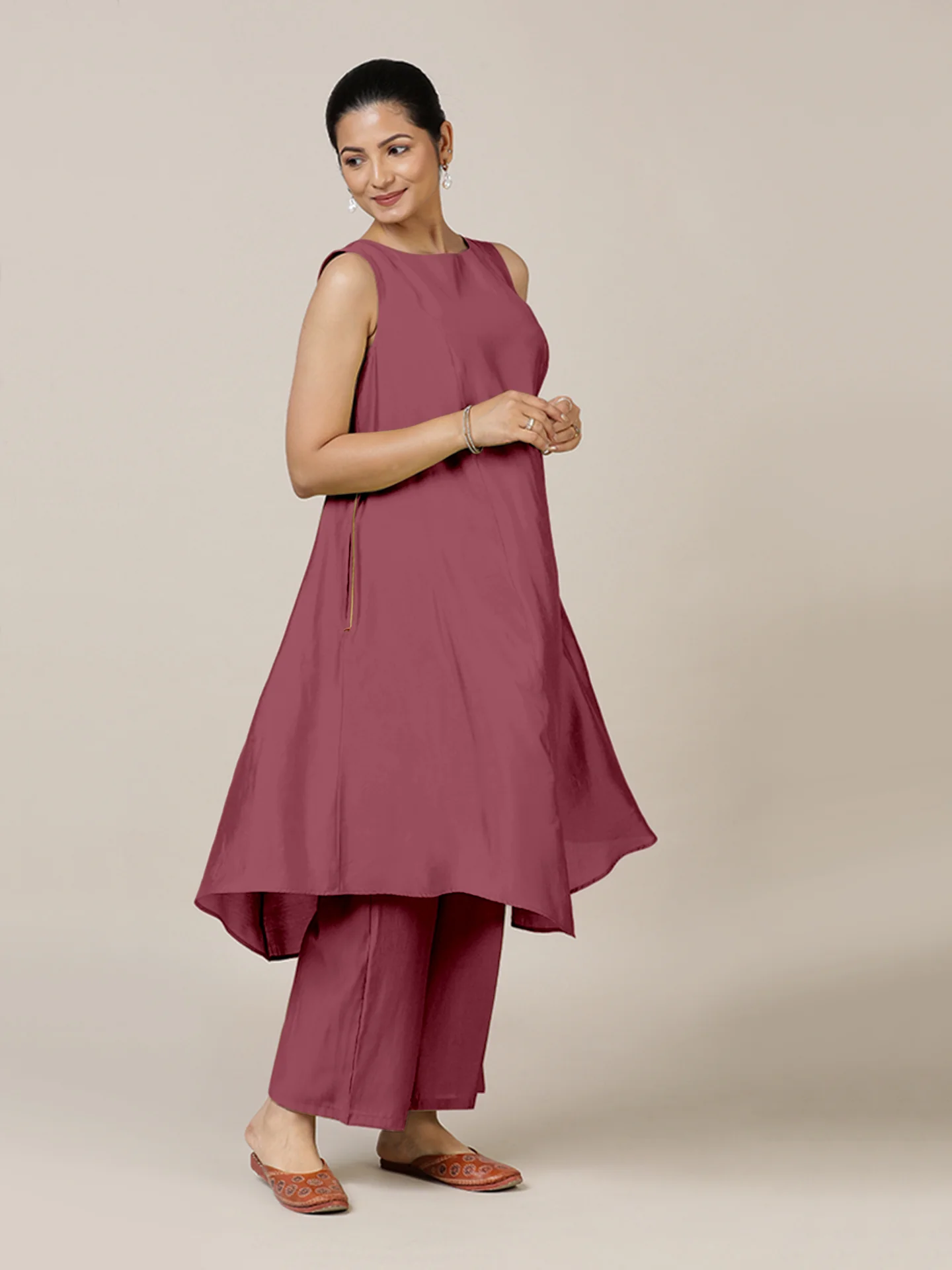 Anoki x Rozaana | A Line Kurta in Rose Pink with Thread Work | Coords or Only Kurta - Image 7