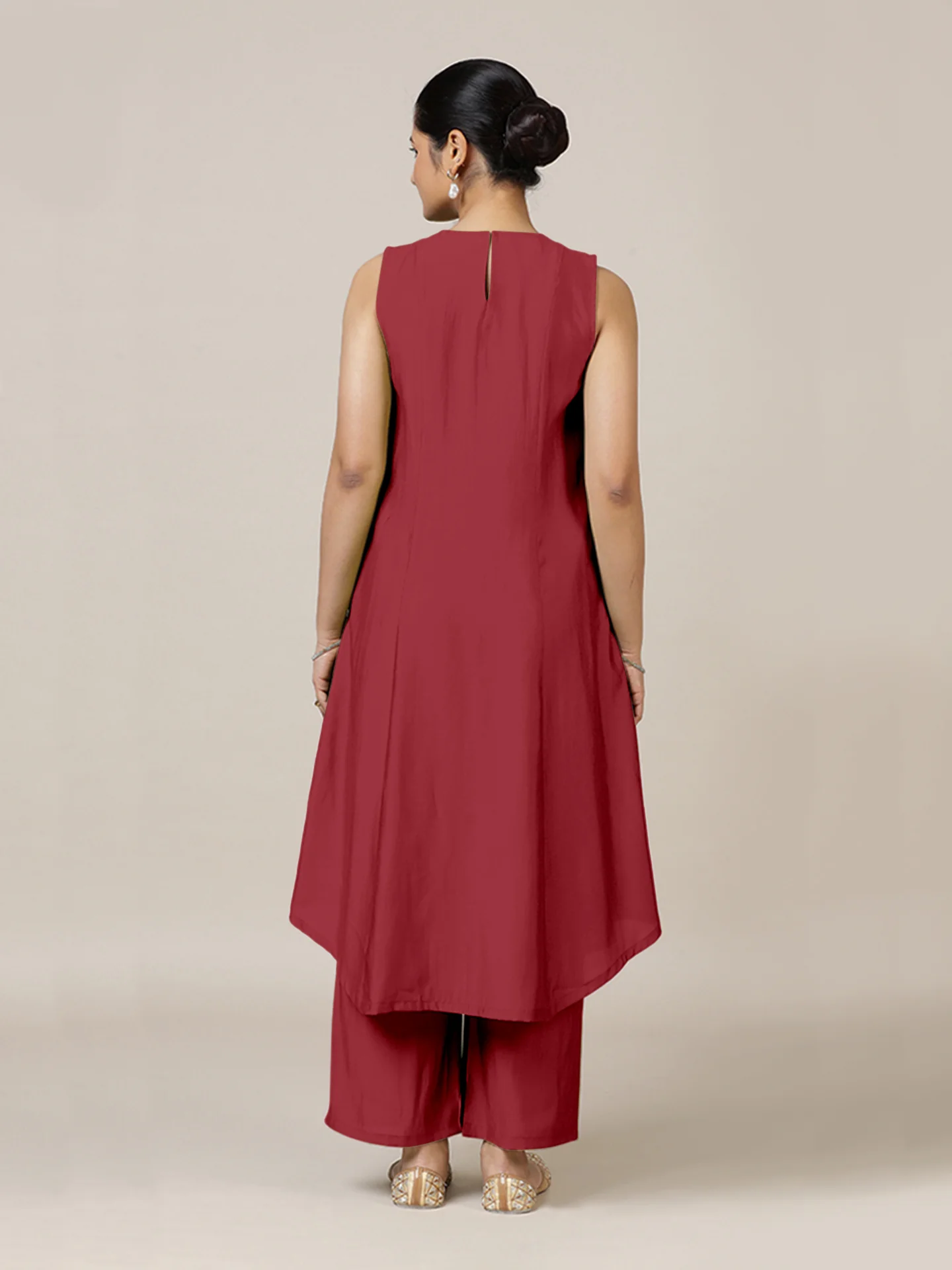Mirha x Rozaana | A Line Kurta in Scarlet Red with Thread Work | Coords or Only Kurta - Image 2