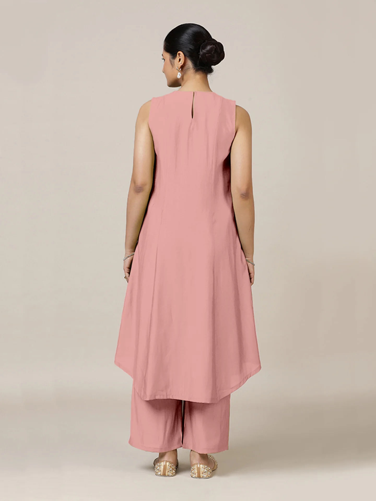 Mirha x Rozaana | A Line Kurta in Sea Pink with Thread Work | Coords or Only Kurta - Image 2