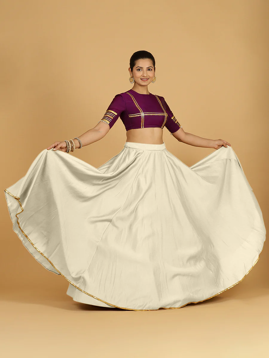 Jhalak x Tyohaar | Ivory Panelled Lehenga Skirt - Image 5